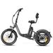 Addmotor Folding Electric Trike 90MI Electric Tricycle for Adults 750W (Peak 1400W) 48V 20Ah CITYTRI 3 Wheel Electric Bikes with Rear Speed Differential & Parking Brake E-310 Plus Gray