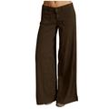 Posijego Women Wide Leg Pants Casual Loose High Waist Trouser Solid Color Cozy Palazzo Pants with Pockets