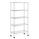 Furinno Wayar 5-Tier Metal Storage Shelf Rack 24 x 14 x 59 Stainless Steel