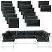 FKSLIFE Patio Furniture Replacement Cushions Outdoor Sectional Ratten Conversation Set Water-Resistant Sofa Cushions Liner and Cover Black and White 14 Piece