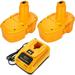 2 Pack 3600mAh Replacement Battery and Charger for Dewalt 18V Battery DC9096 DC9099 DC9098 DC9310