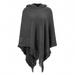 Women Poncho Sweater Hooded Casual Poncho Pullovers Sweater Tops Soft Tassels Shawl Pullover Sweater Cape Gifts