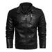 YUHAOTIN Jacket Hunting Jacket for Men Men s Autumn and Winter Solid Color Long Sleeved Stand-up Collar Leather Jacket