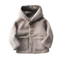 ZyeKqe Toddler Fleece Jackets Long Sleeve Button down Solid Color Hooded Coat Fall Winter Outwear Thick Colthes