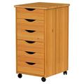 MYXIO 6 Drawer Roll Cart Solid Wood Pine