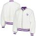 Women's The Wild Collective White Minnesota Vikings Fur Full-Zip Bomber Jacket