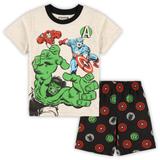 Preschool Tan/Black The Avengers Graphic T-Shirt & Shorts Set