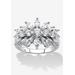 Women's 2.67 Cttw. Sterling Silver Marquise-Cut Cubic Zirconia Starburst Cluster Ring by PalmBeach Jewelry in Silver (Size 6)