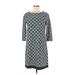 Talbots Casual Dress - Shift: Teal Print Dresses - Women's Size 6 Petite
