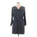 DR2 Casual Dress - Mini V Neck 3/4 sleeves: Gray Print Dresses - Women's Size X-Large