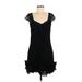 Jessica Simpson Casual Dress - Mini V Neck Short sleeves: Black Print Dresses - New - Women's Size 6