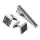 Men's French Cuff Link tie Clip Set Cuff pin Brooch Buckle (Color : Black, Size : D)