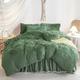 HAIHUA Fluffy Sage Green Comforter Cover Set Queen，Faux Fur Green Bedding 3 Pieces(1 Plush Queen Duvet Cover +2 Faux Fur Pillowcases) Girls Bed Set (Sage Green, Queen)