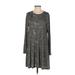 Mud Pie Casual Dress - A-Line Crew Neck Long sleeves: Gray Dresses - Women's Size Small