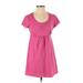 Boden Casual Dress - Mini Scoop Neck Short sleeves: Pink Solid Dresses - Women's Size 6