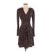 Hail3y V Neck Long sleeves:23 Casual Dress - A-Line V Neck Long sleeves: Burgundy Print Dresses - Women's Size Small