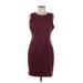 Jessica Simpson Cocktail Dress - Mini High Neck Sleeveless: Burgundy Solid Dresses - Women's Size 12