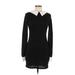 Shein Casual Dress - Bodycon Crew Neck Long sleeves: Black Color Block Dresses - Women's Size 6