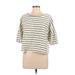 Ya Los Angeles Short Sleeve T-Shirt: Ivory Stripes Tops - Women's Size Large