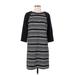 Ann Taylor LOFT Casual Dress - Shift High Neck 3/4 sleeves: Black Color Block Dresses - Women's Size Small