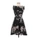 Eri + Ali Casual Dress - A-Line: Black Floral Dresses - Women's Size 2