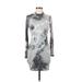 Casual Dress - Bodycon High Neck 3/4 sleeves: Silver Tie-dye Dresses - Women's Size Medium
