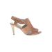 Delman Shoes Heels: Tan Print Shoes - Women's Size 7 - Open Toe