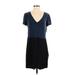 Dolan Casual Dress - Shift: Blue Color Block Dresses - Women's Size Small