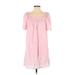 Draper James Casual Dress - Mini Square Short sleeves: Pink Dresses - Women's Size Small