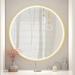 Ivy Bronx Fantina Round 3 Color Adjustable LED Metal Framed Wall Mirror w/ Anti-fog Metal in Yellow | 24 H x 24 W x 1.6 D in | Wayfair