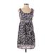 Ann Taylor LOFT Outlet Casual Dress - Mini Scoop Neck Sleeveless: Purple Dresses - Women's Size 4 Petite