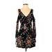 Band of Gypsies Casual Dress: Black Floral Dresses - Women's Size X-Small