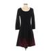 Nine West Casual Dress - A-Line Scoop Neck 3/4 sleeves: Black Solid Dresses - Women's Size Small