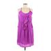 Very J Casual Dress - Mini Scoop Neck Sleeveless: Purple Print Dresses - Women's Size Medium