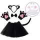 Accessoires de fête pour enfants oreille de chat noir bande de sauna jupe tutu ensemble de gants