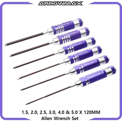 ARROWMAX Allen Wrench Screwdriver Set 1.5, 2.0, 2.5, 3.0, 4.0 & 5.0 X 120mm RC Tools