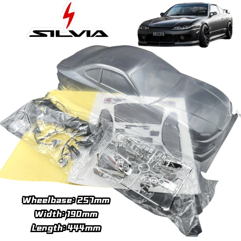 Hochwertige PC-Karosserie 1/10 RC Silvia S15 JDM-Schale Polycarbonat 257 mm Radstand 190 mm Breite für RC On-Road Drift Tourenwagen
