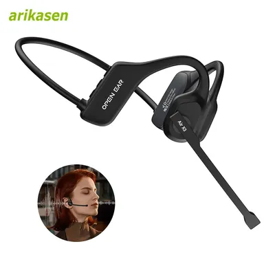 Open-Ear-Headsets mit Geräuschunterdrückung, Galgenmikrofon, leichte kabellose Bluetooth-Kopfhörer für Trucker Office Call Center Image