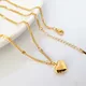 24K Yellow Gold Plated Charm Necklaces For Women Heart Pendant Necklace Chain Collier Femme Wedding
