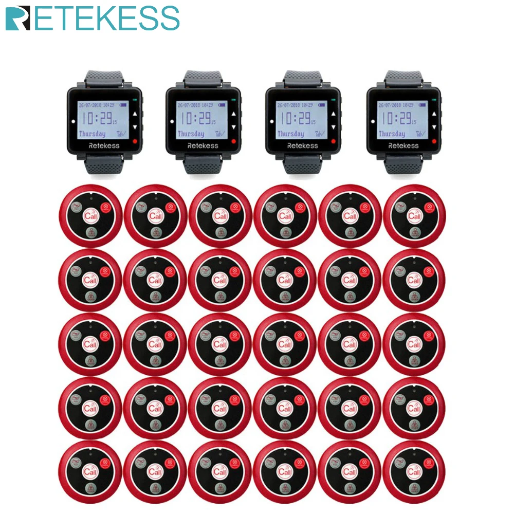 Retekess Shisha Restaurant Kellner Anrufs ystem 4 t128 Uhr Empfänger Pager 30 t117 Ruf tasten Kunden service für Cafe Bar Image