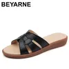 BEYARNE Hausschuhe Frauen Sommer Gleitet Offene spitze Flache Beiläufige Schuhe Freizeit Sandale Weibliche Strand Flip-Flops Big Größe 41
