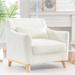 Living Room Single Sofa Chair with Lumbar Pillow, Boucle Upholstered Accent Sofa Arm Chairs Modern Deep Seat Desk Chairs
