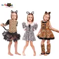 Eraspooky Cute Cartoon Animal Cosplay Girls Tiger Leopard Dress Halloween costume for kids Christmas