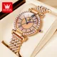 OLEVS Original Fully Diamond Quartz Watch for Women Fashion Rose Gold Waterproof Ladies Wristwatch