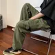 EOENKKY/ Army Green Cargo Pants Men's Summer Straight Japanese Cityboy Trousers Unisex Vintage