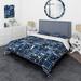 Designart "Industrial Cobalt Blue Harmony Geometric I" Silver Modern Bedding Cover Set With 2 Shams