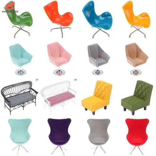 1pc 1/6 1/12 Puppenhaus Miniatur Beflockung Sofa Sessel mit hoher Rückenlehne Stuhl Doppels itz