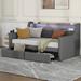 Twin Size Linen Upholstered Daybed with 2 Drawers and LED Lights