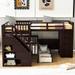 Merax Twin-Twin over Full L-Shaped Bunk Bed With 3 Drawers, Portable Desk and Wardrobe