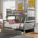 Twin over Full Bunk Bed with Inclined Ladder, Two Storage Drawers and Full-Length Safety Guardrail